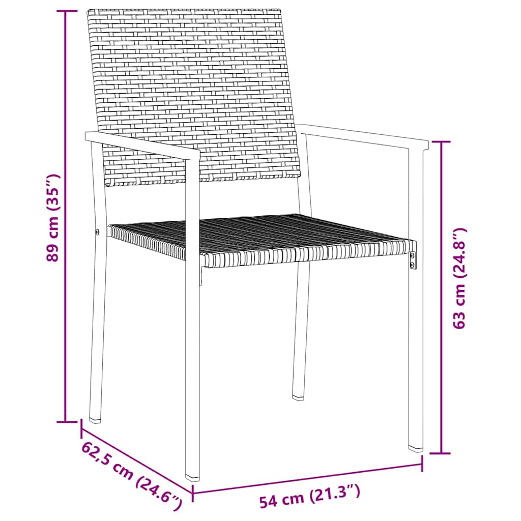 Hage Spisegruppe 7 pcs Svart PE Rattan
