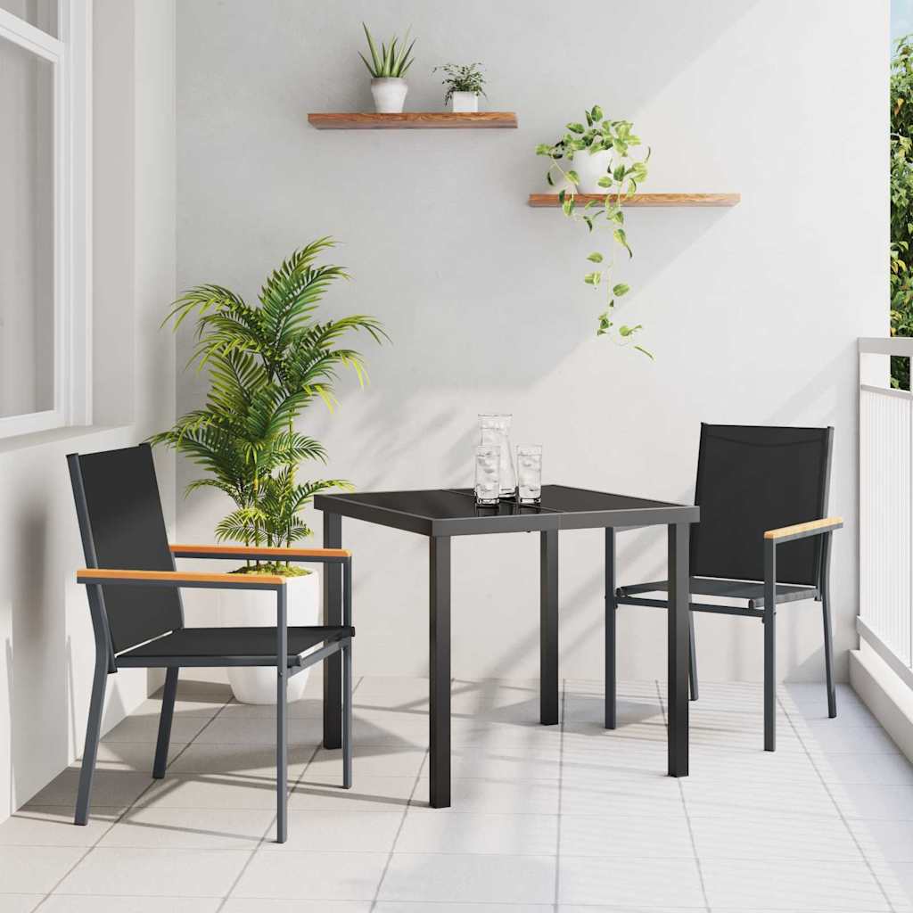 Hage Spisegruppe 3 pcs Svart Pulverlakkert stål