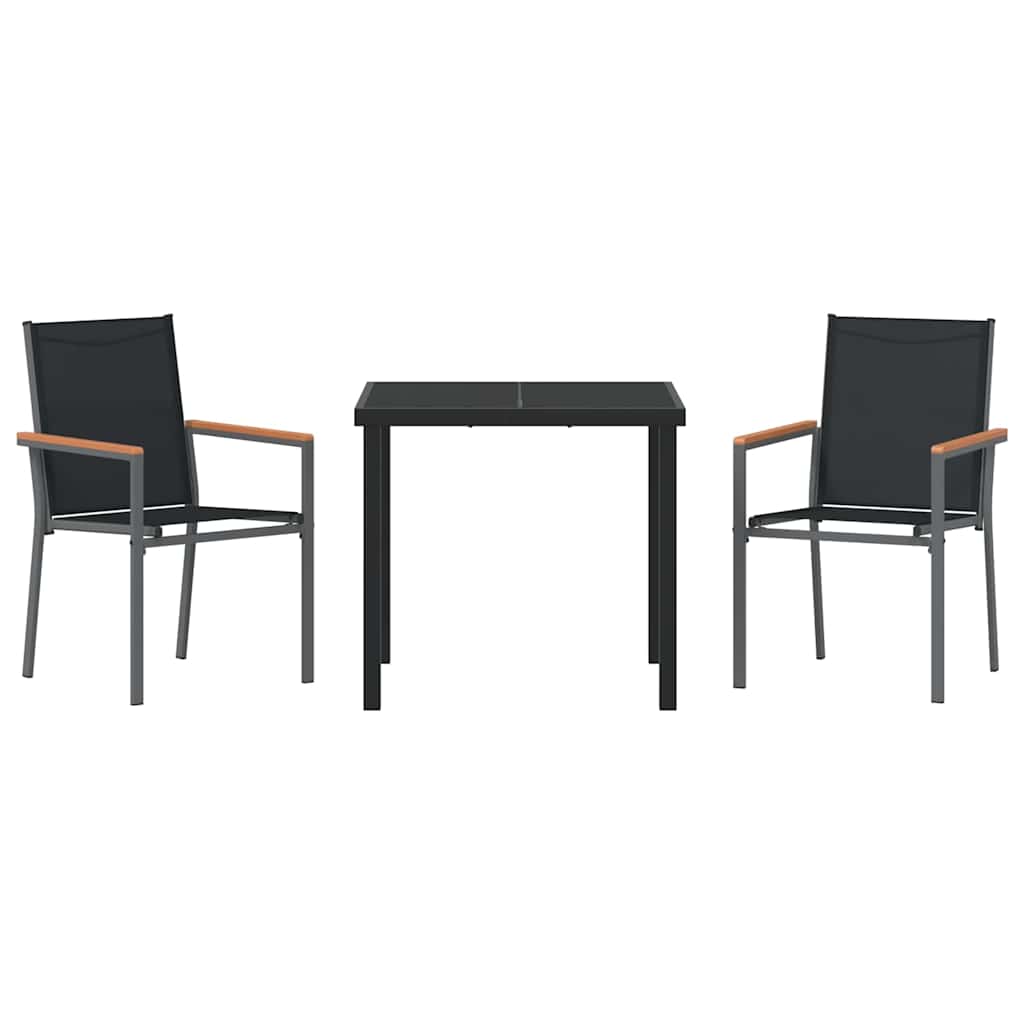 Hage Spisegruppe 3 pcs Svart Pulverlakkert stål