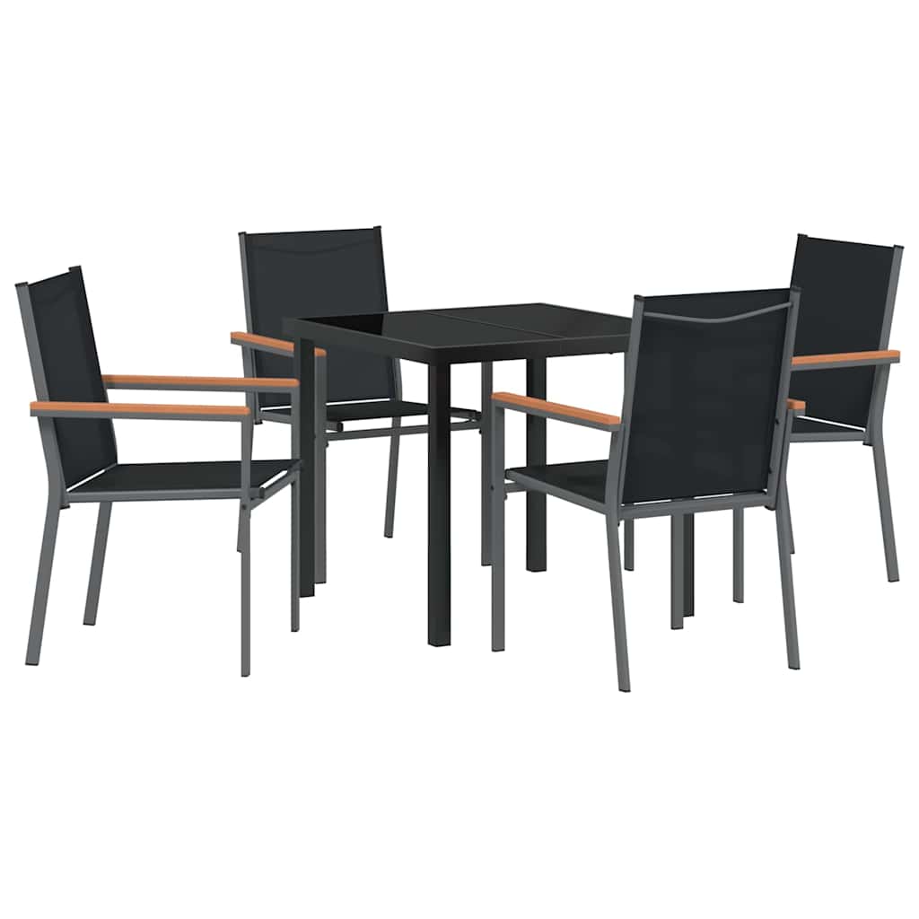 Hage Spisegruppe 5 pcs Svart Pulverlakkert stål