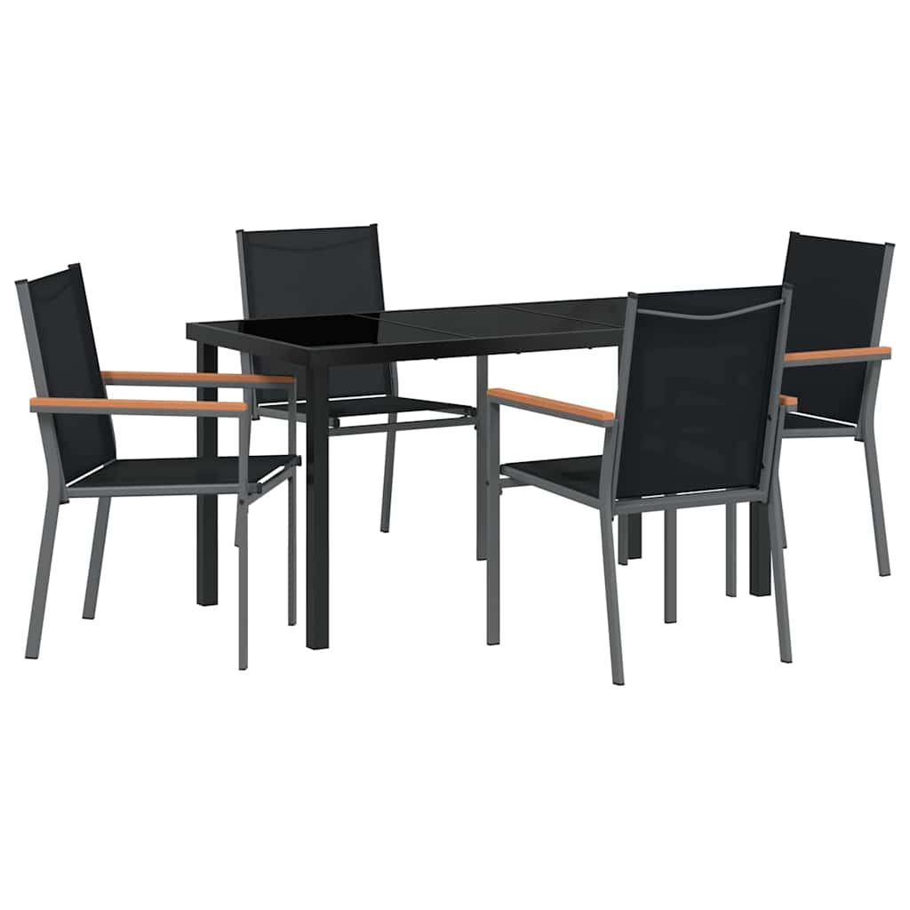 Hage Spisegruppe 5 pcs Svart Pulverlakkert stål