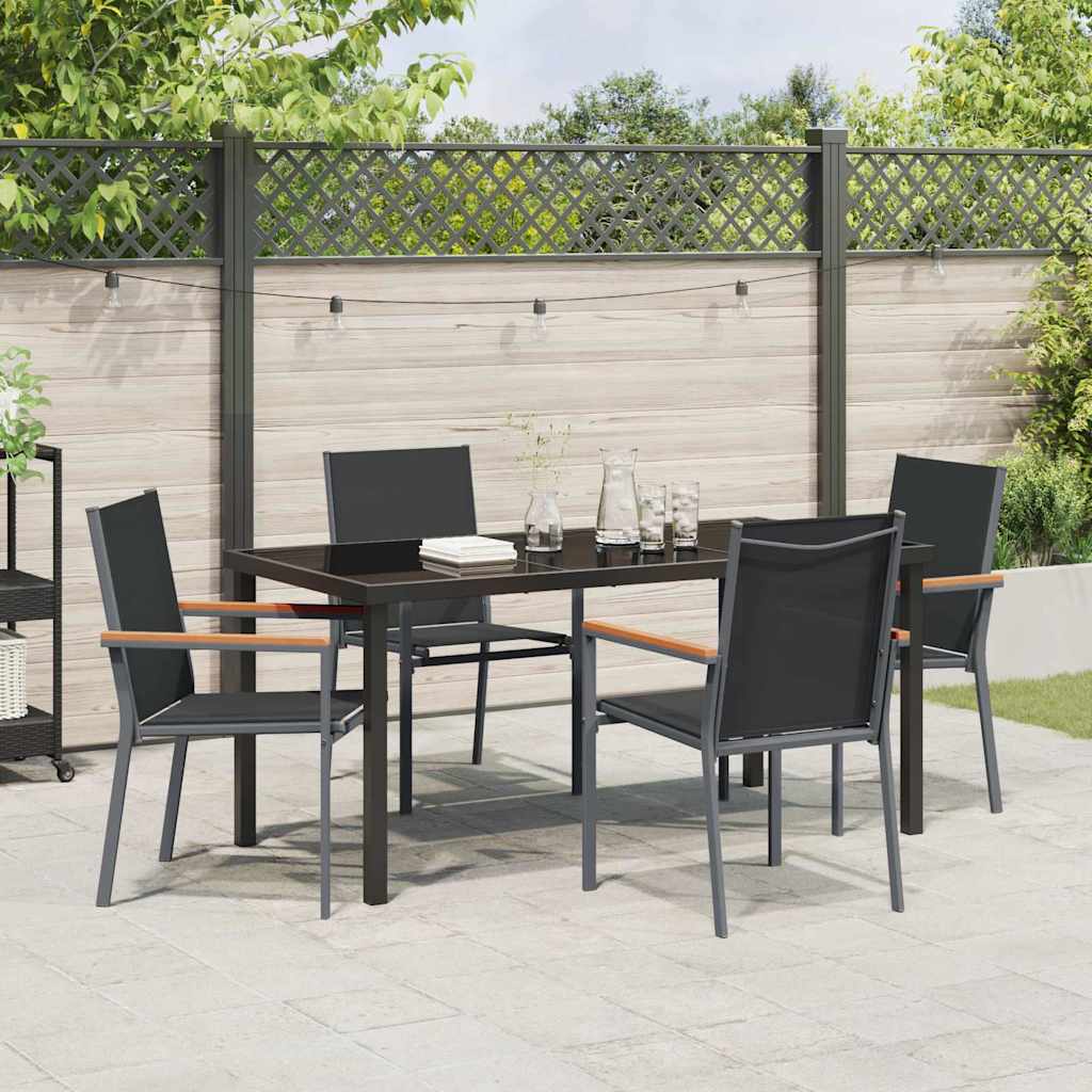 Hage Spisegruppe 5 pcs Svart Pulverlakkert stål