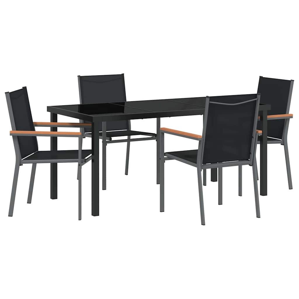 Hage Spisegruppe 5 pcs Svart Pulverlakkert stål
