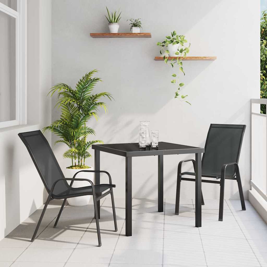 Hage Spisegruppe 3 pcs Svart Pulverlakkert stål