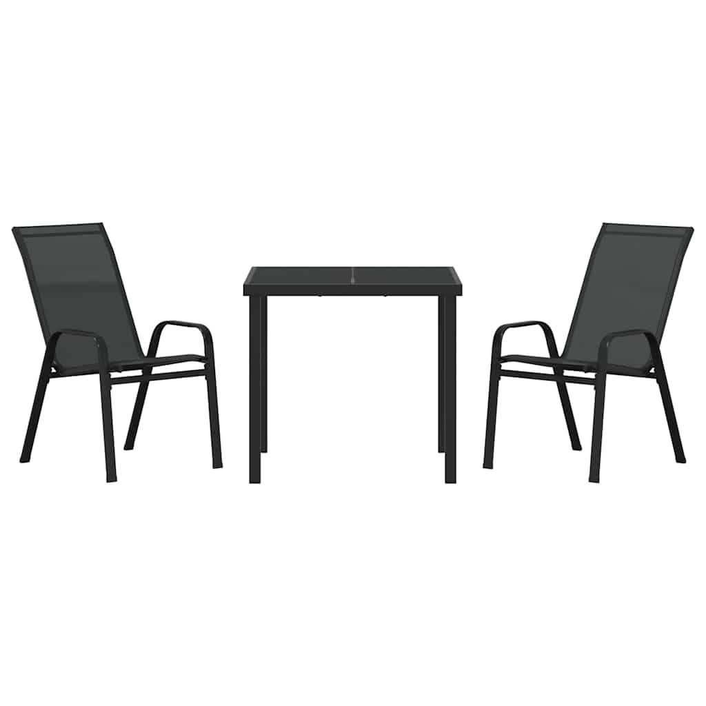 Hage Spisegruppe 3 pcs Svart Pulverlakkert stål