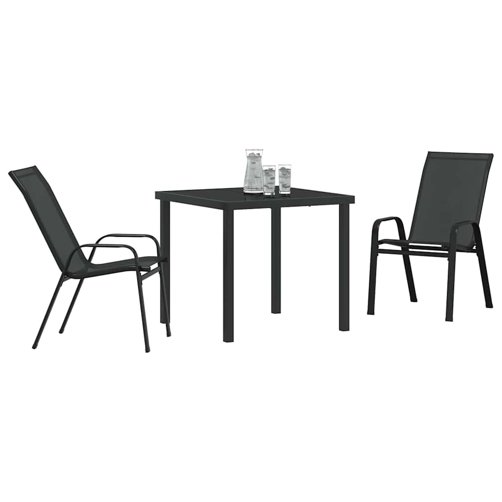 Hage Spisegruppe 3 pcs Svart Pulverlakkert stål