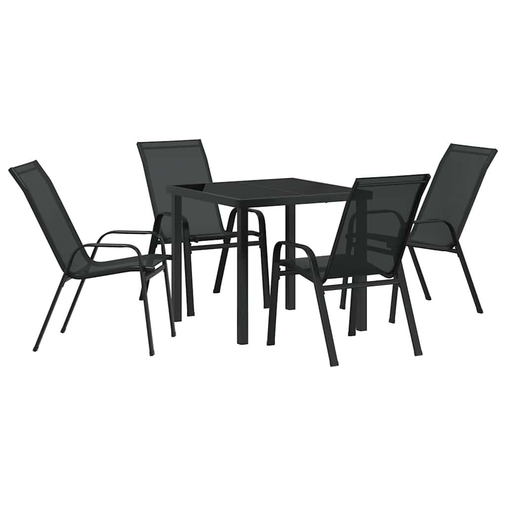 Hage Spisegruppe 5 pcs Svart Pulverlakkert stål