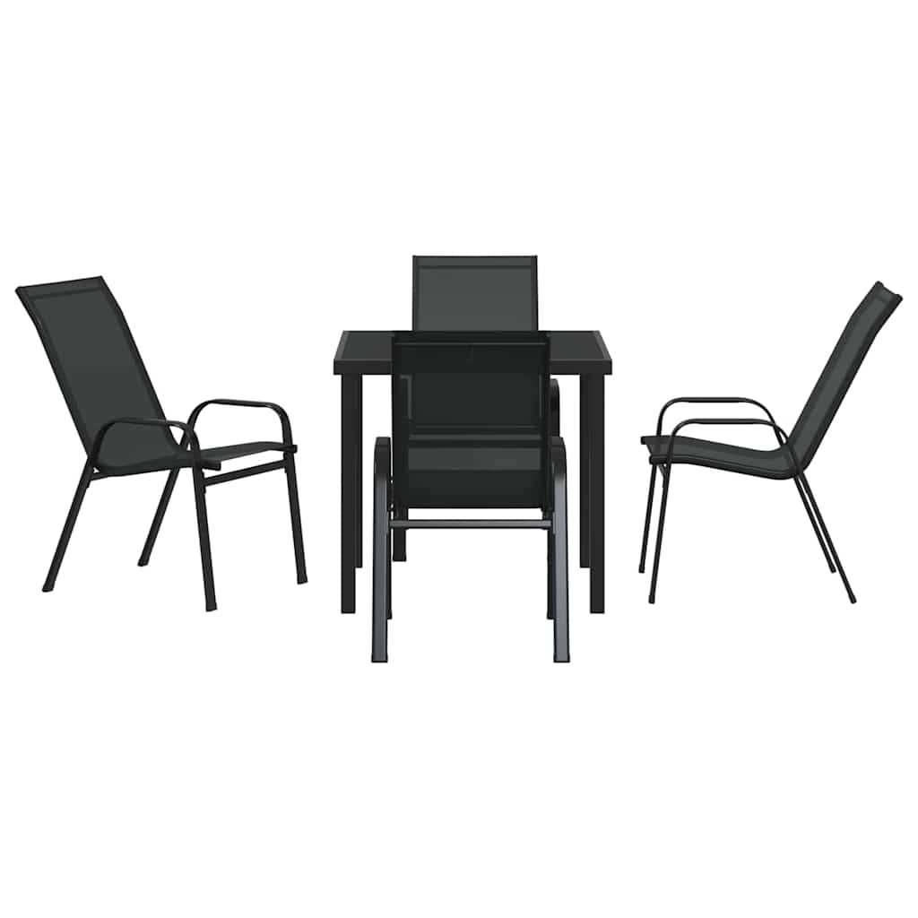 Hage Spisegruppe 5 pcs Svart Pulverlakkert stål