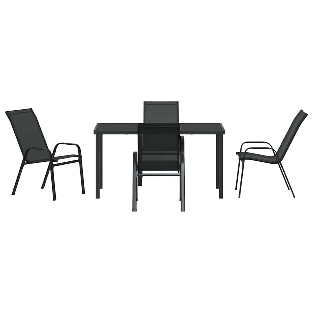 Hage Spisegruppe 5 pcs Svart Pulverlakkert stål
