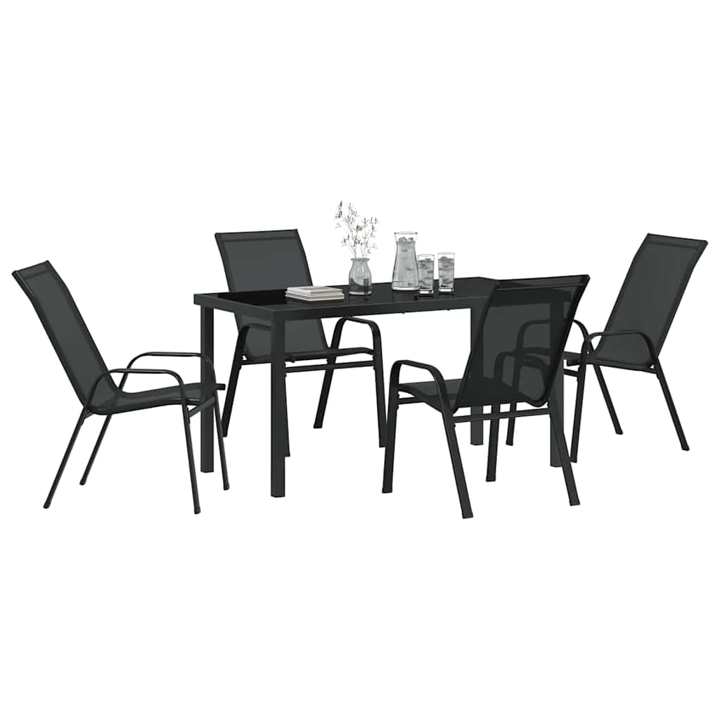 Hage Spisegruppe 5 pcs Svart Pulverlakkert stål