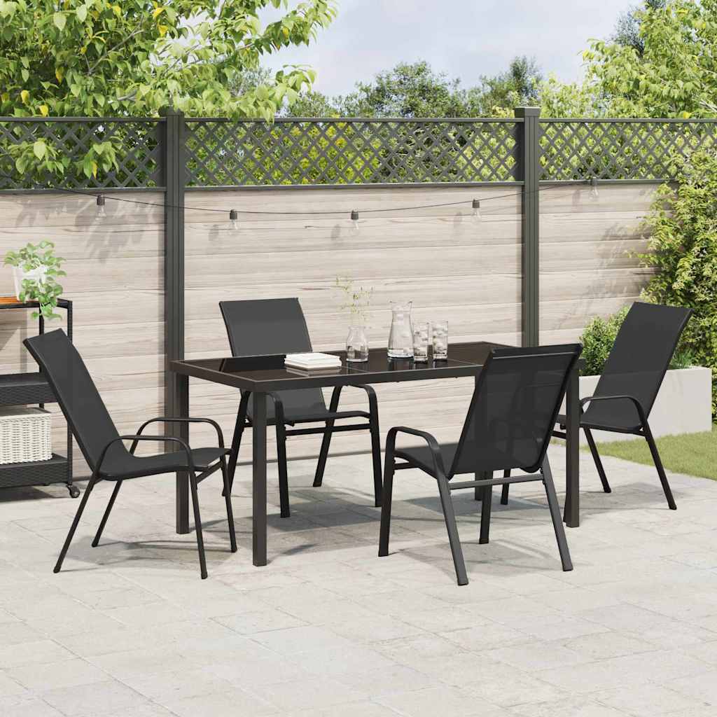 Hage Spisegruppe 5 pcs Svart Pulverlakkert stål