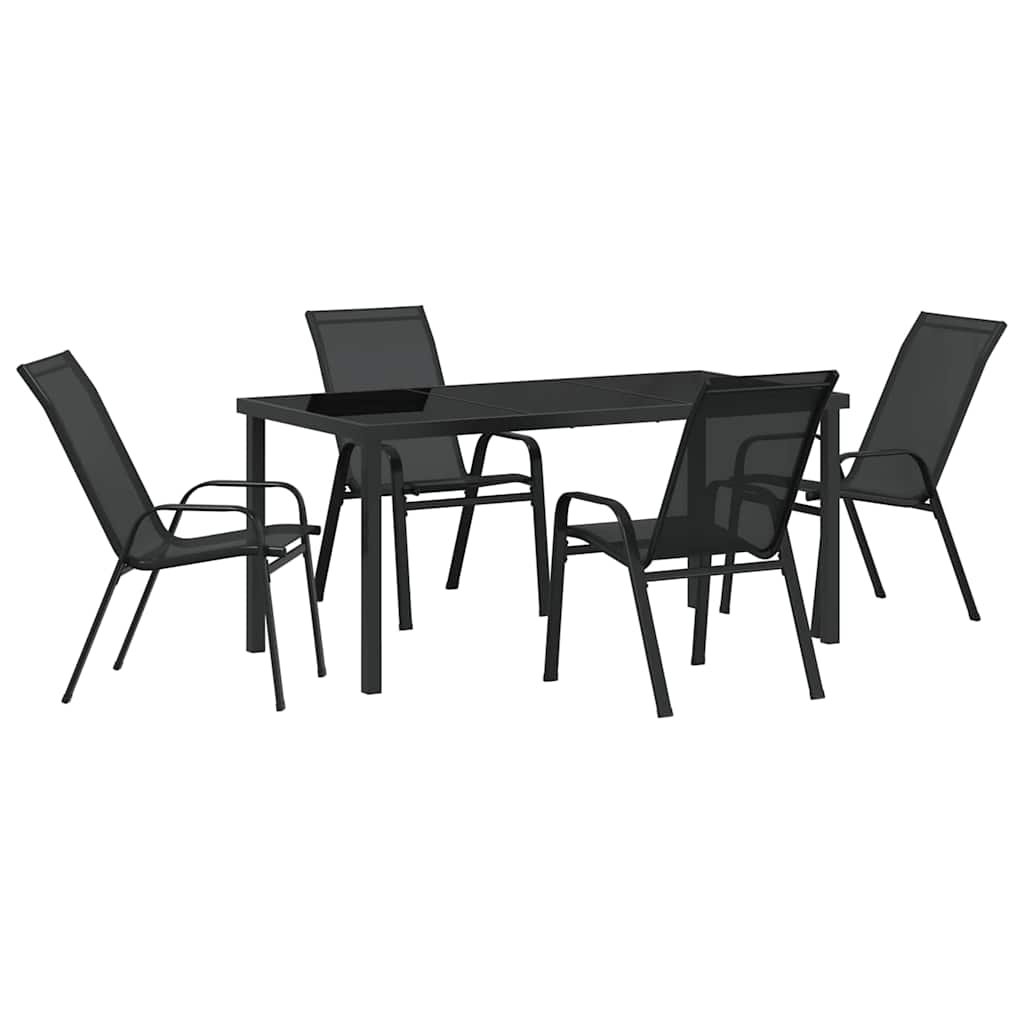 Hage Spisegruppe 5 pcs Svart Pulverlakkert stål