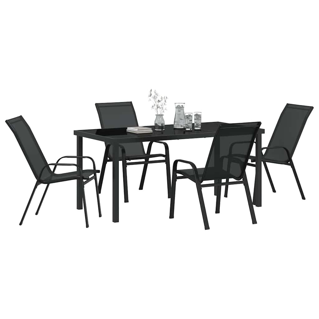 Hage Spisegruppe 5 pcs Svart Pulverlakkert stål