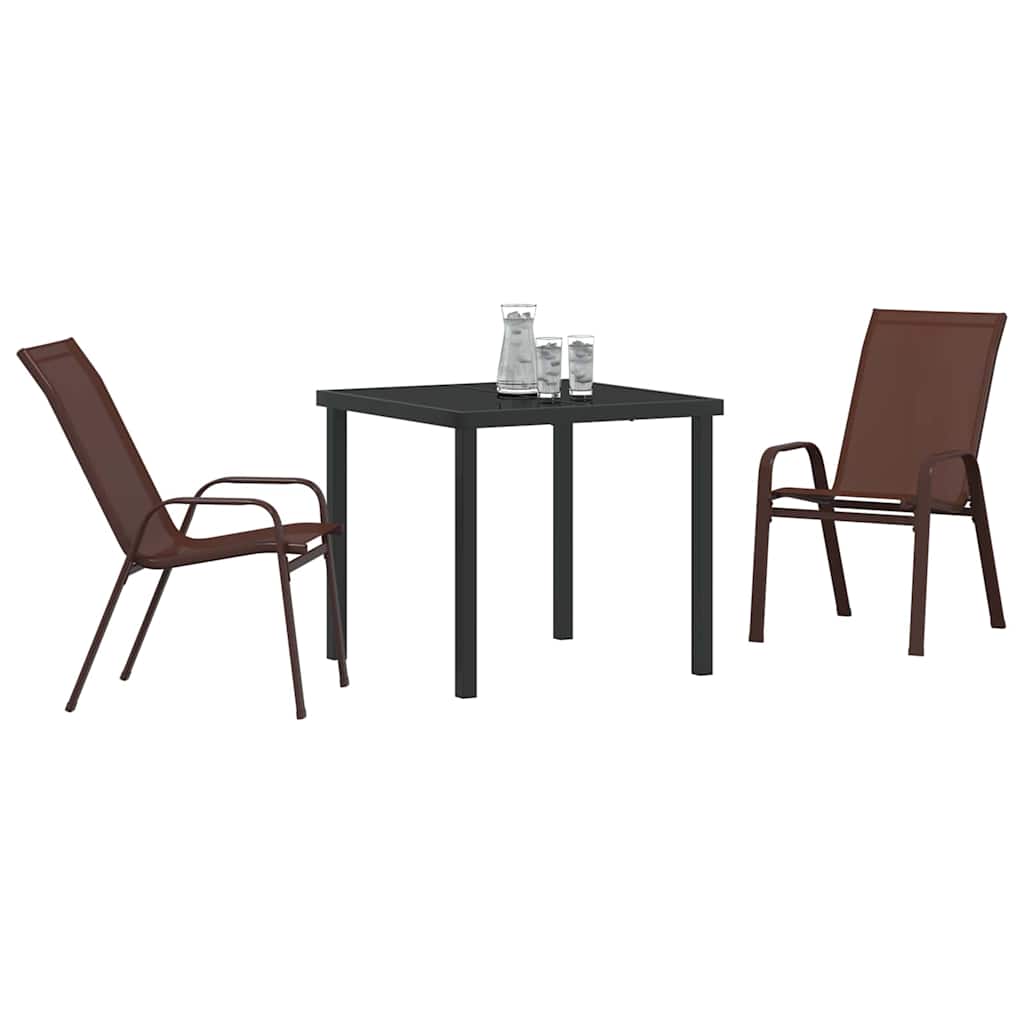 Hage Spisegruppe 3 pcs Brun og svart Pulverlakkert stål