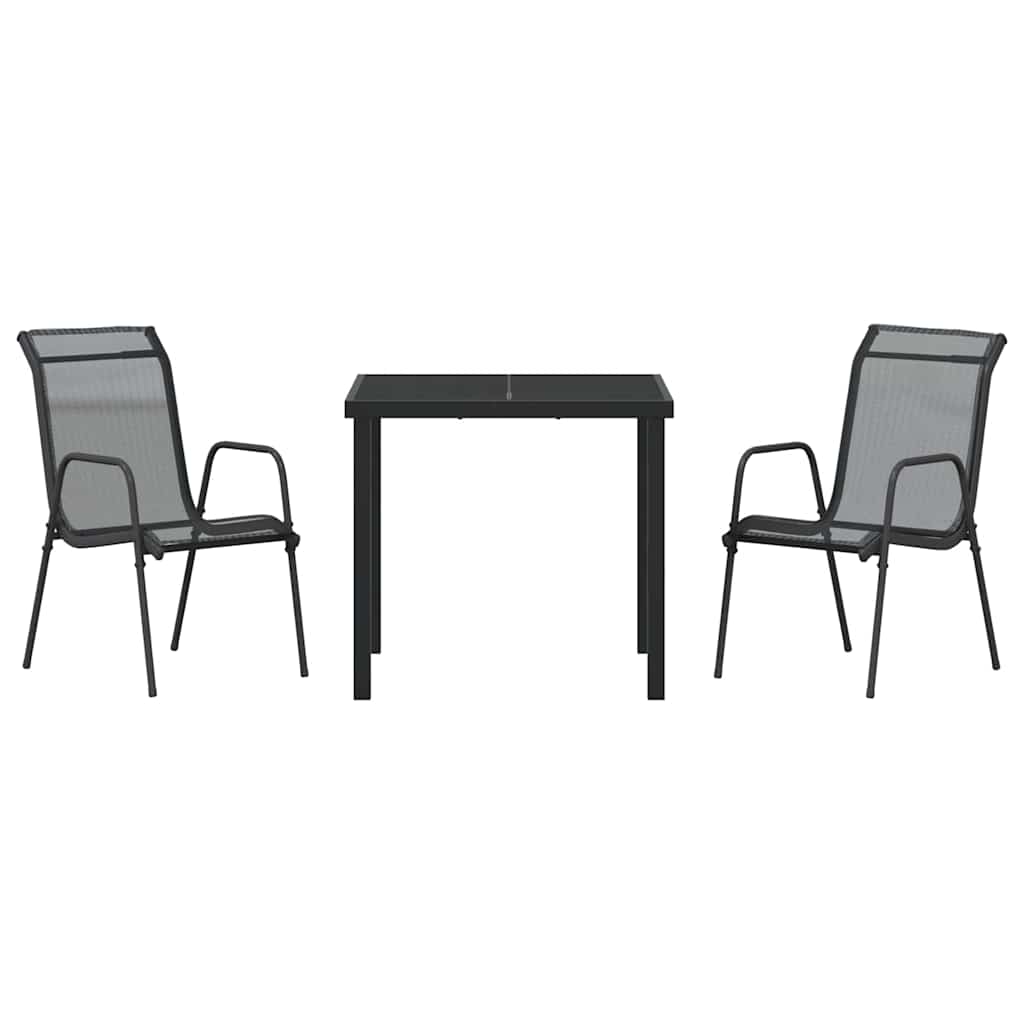 Hage Spisegruppe 3 pcs Svart Pulverlakkert stål