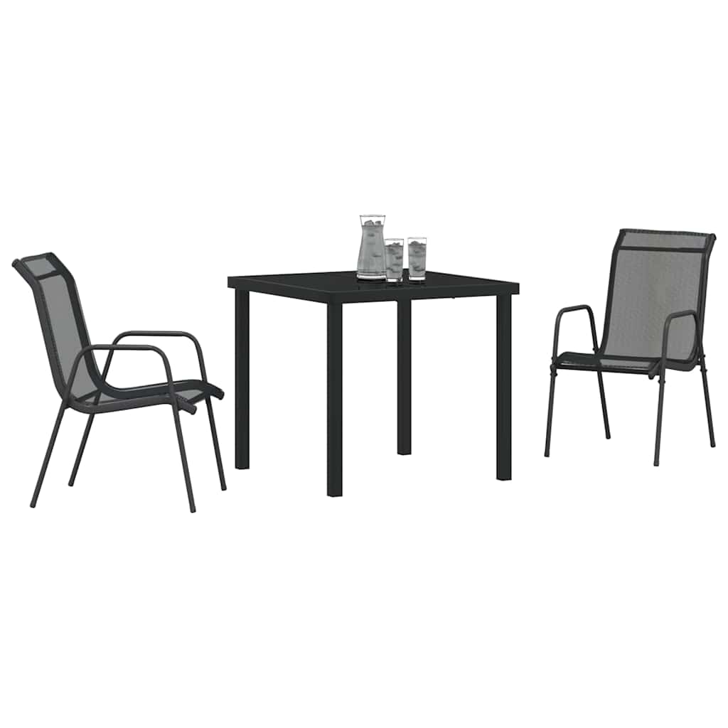 Hage Spisegruppe 3 pcs Svart Pulverlakkert stål