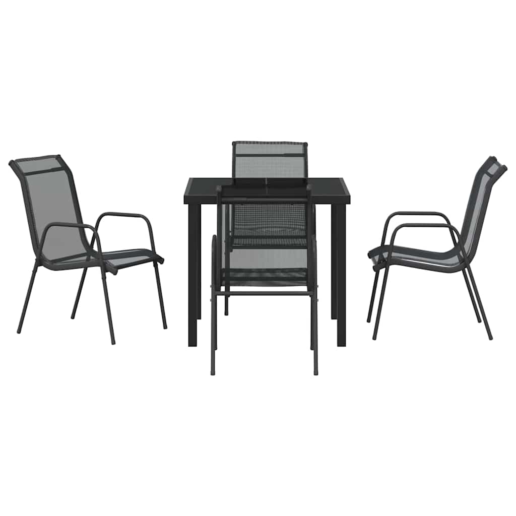 Hage Spisegruppe 5 pcs Svart Pulverlakkert stål