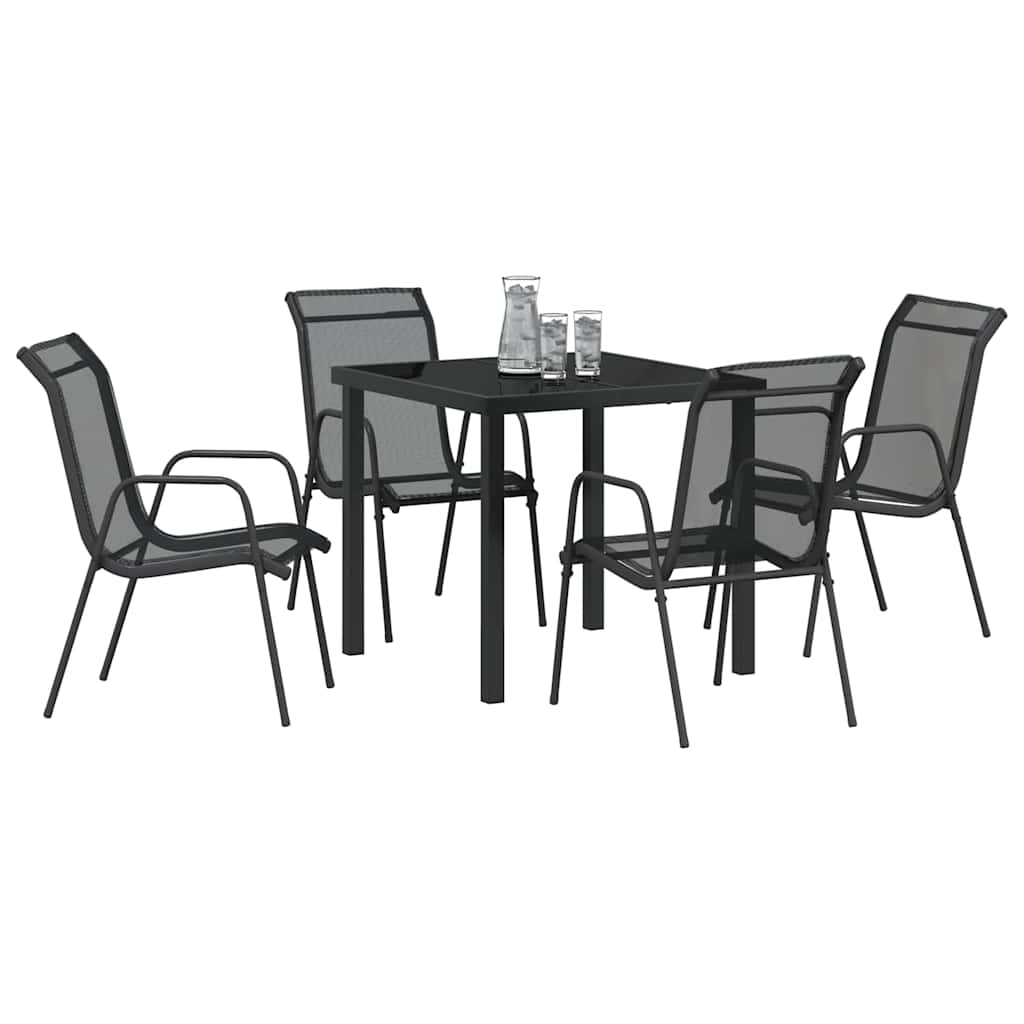 Hage Spisegruppe 5 pcs Svart Pulverlakkert stål