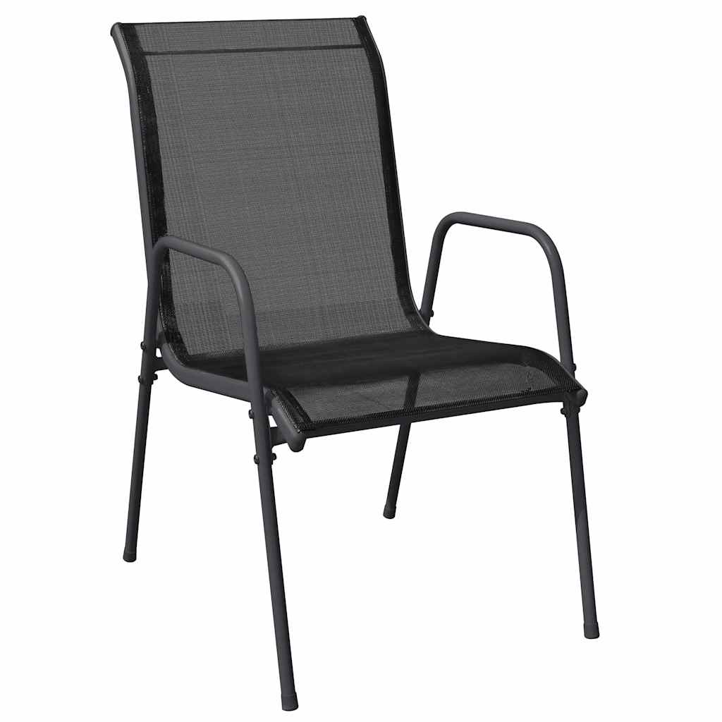 Hage Spisegruppe 7 pcs Svart Pulverlakkert stål