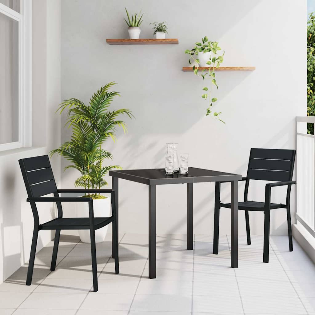 Hage Spisegruppe 3 pcs Svart Pulverlakkert stål