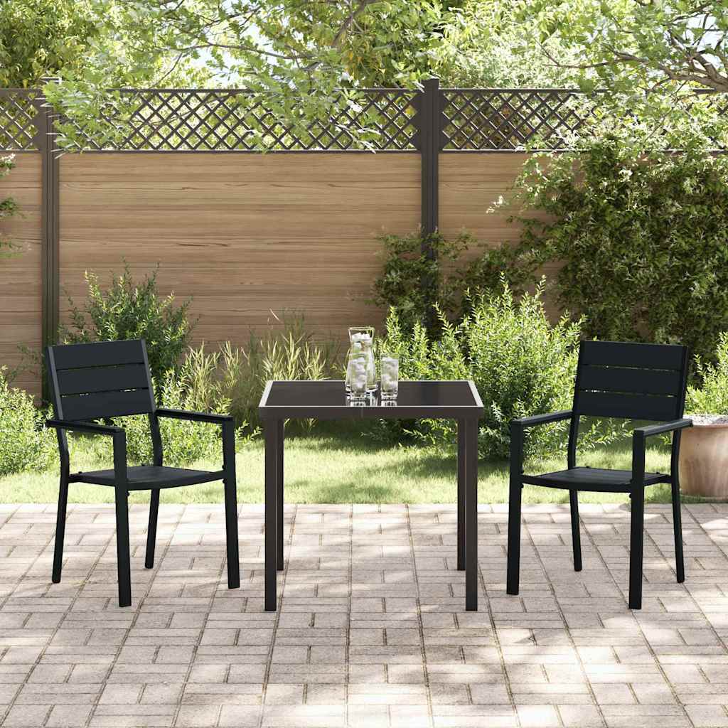 Hage Spisegruppe 3 pcs Svart Pulverlakkert stål
