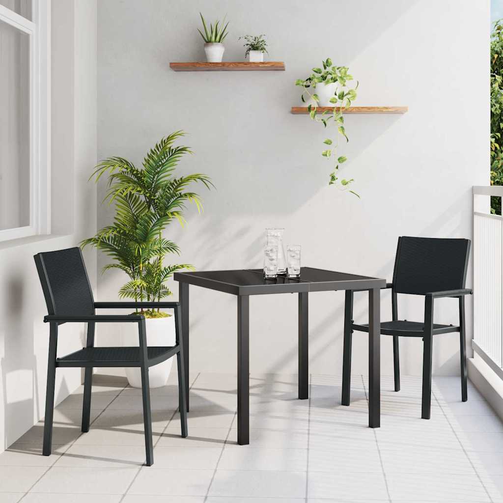 Hage Spisegruppe 3 pcs Svart Pulverlakkert stål