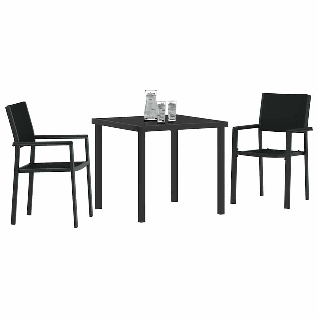 Hage Spisegruppe 3 pcs Svart Pulverlakkert stål