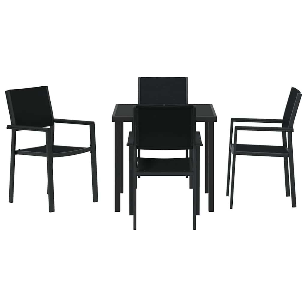Hage Spisegruppe 5 pcs Svart Pulverlakkert stål
