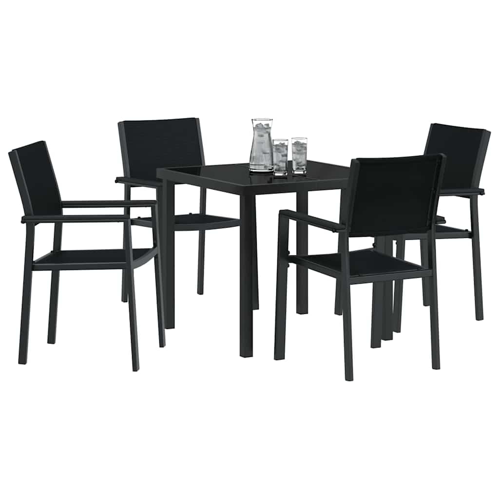 Hage Spisegruppe 5 pcs Svart Pulverlakkert stål