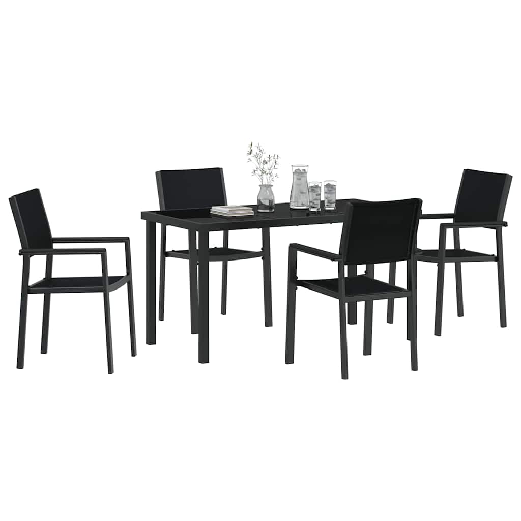 Hage Spisegruppe 5 pcs Svart Pulverlakkert stål