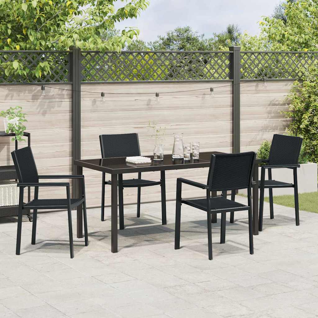 Hage Spisegruppe 5 pcs Svart Pulverlakkert stål