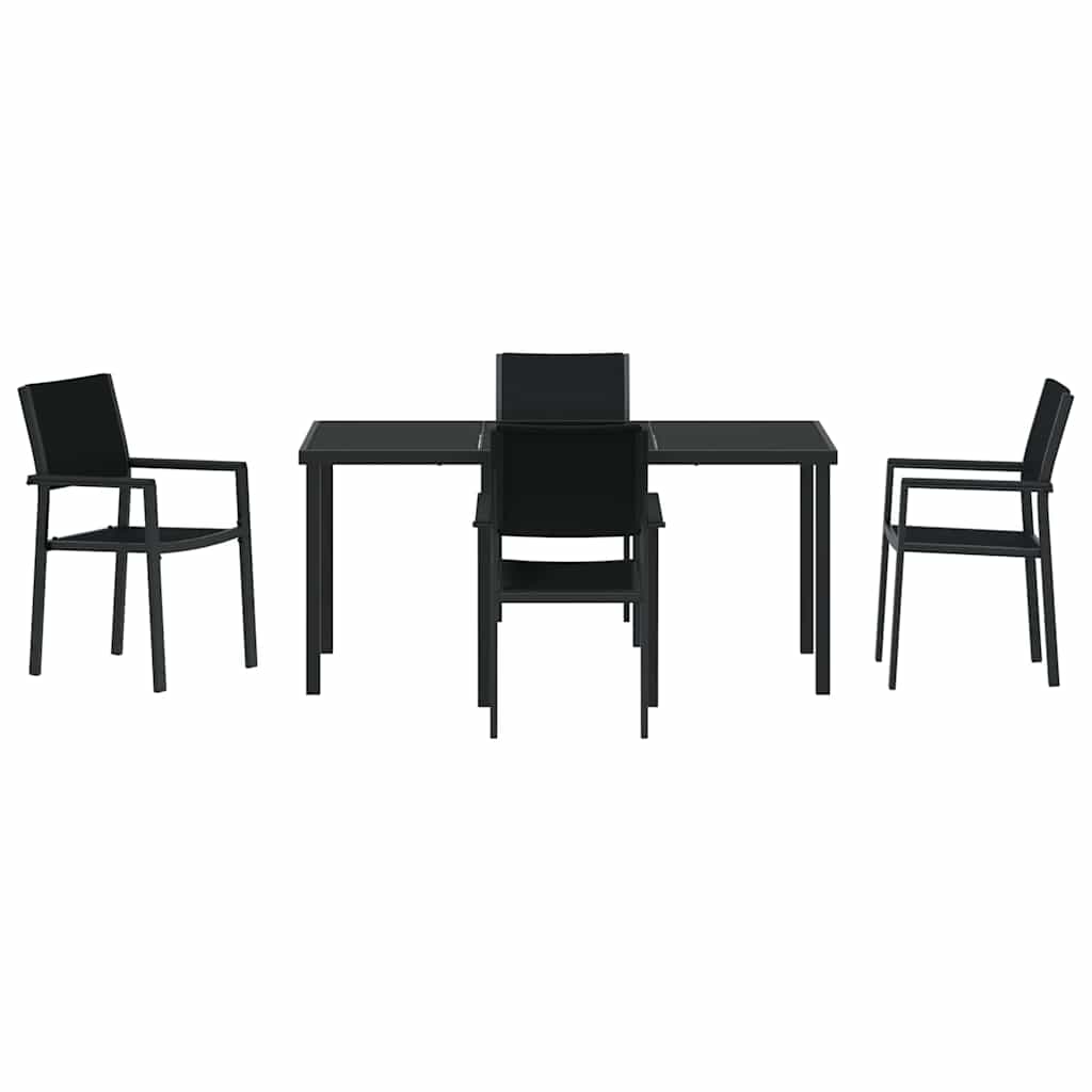 Hage Spisegruppe 5 pcs Svart Pulverlakkert stål