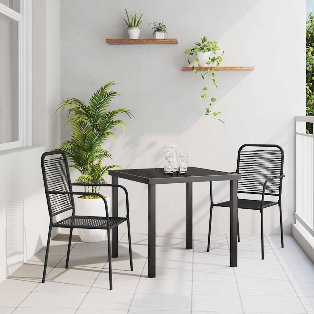 Hage Spisegruppe 3 pcs Svart Pulverlakkert stål