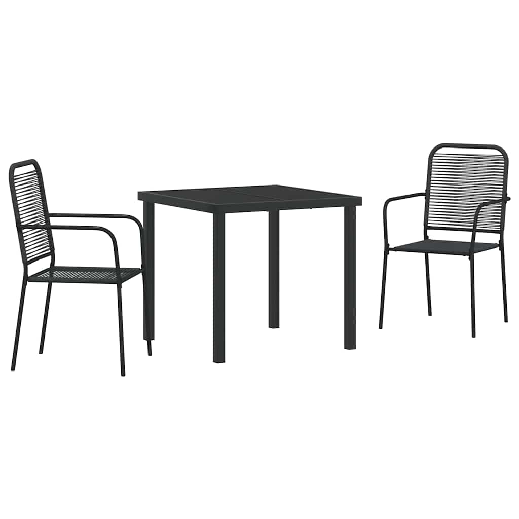 Hage Spisegruppe 3 pcs Svart Pulverlakkert stål