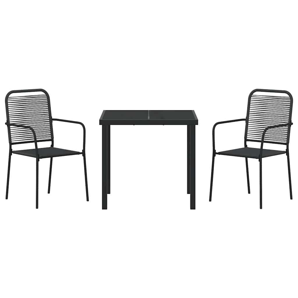 Hage Spisegruppe 3 pcs Svart Pulverlakkert stål