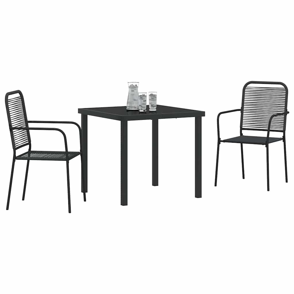 Hage Spisegruppe 3 pcs Svart Pulverlakkert stål