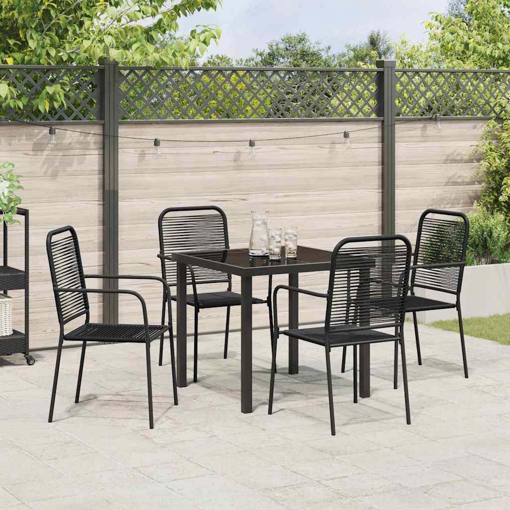 Hage Spisegruppe 5 pcs Svart Pulverlakkert stål