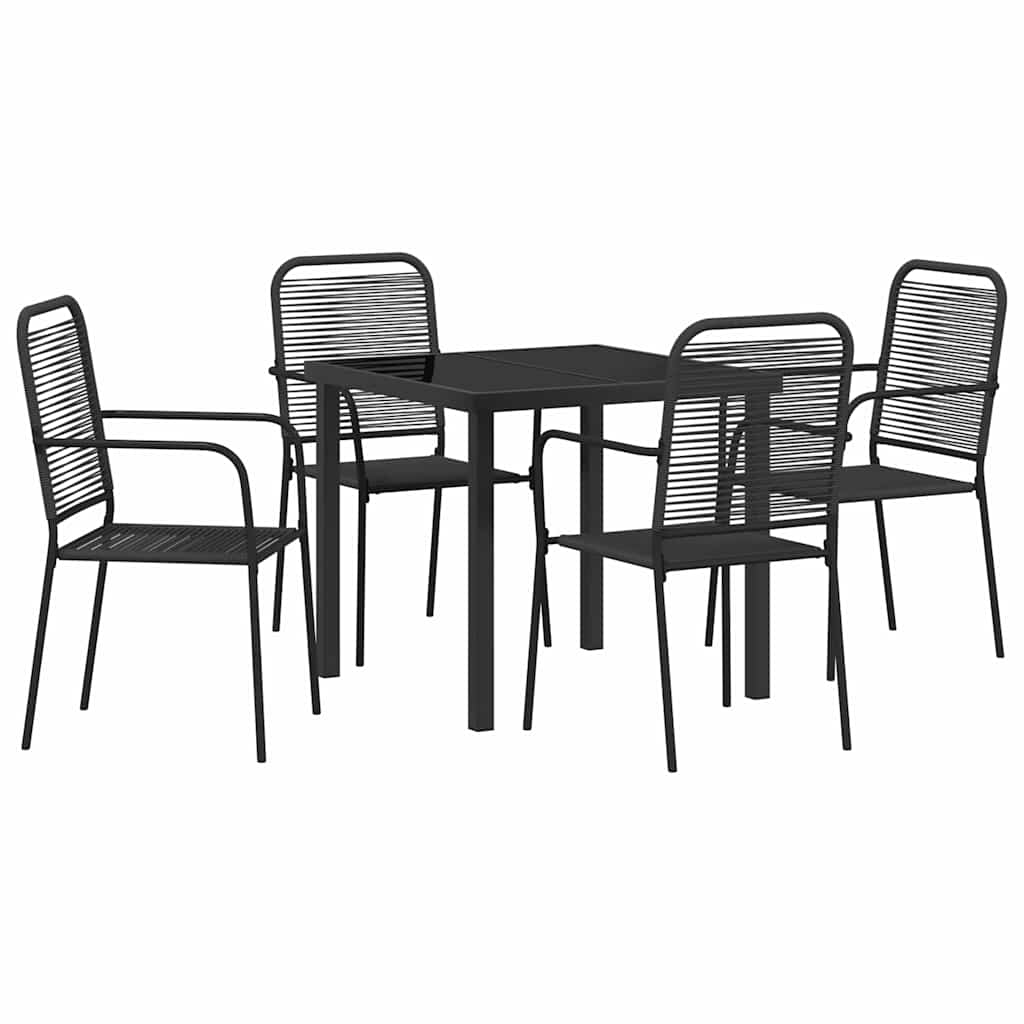 Hage Spisegruppe 5 pcs Svart Pulverlakkert stål