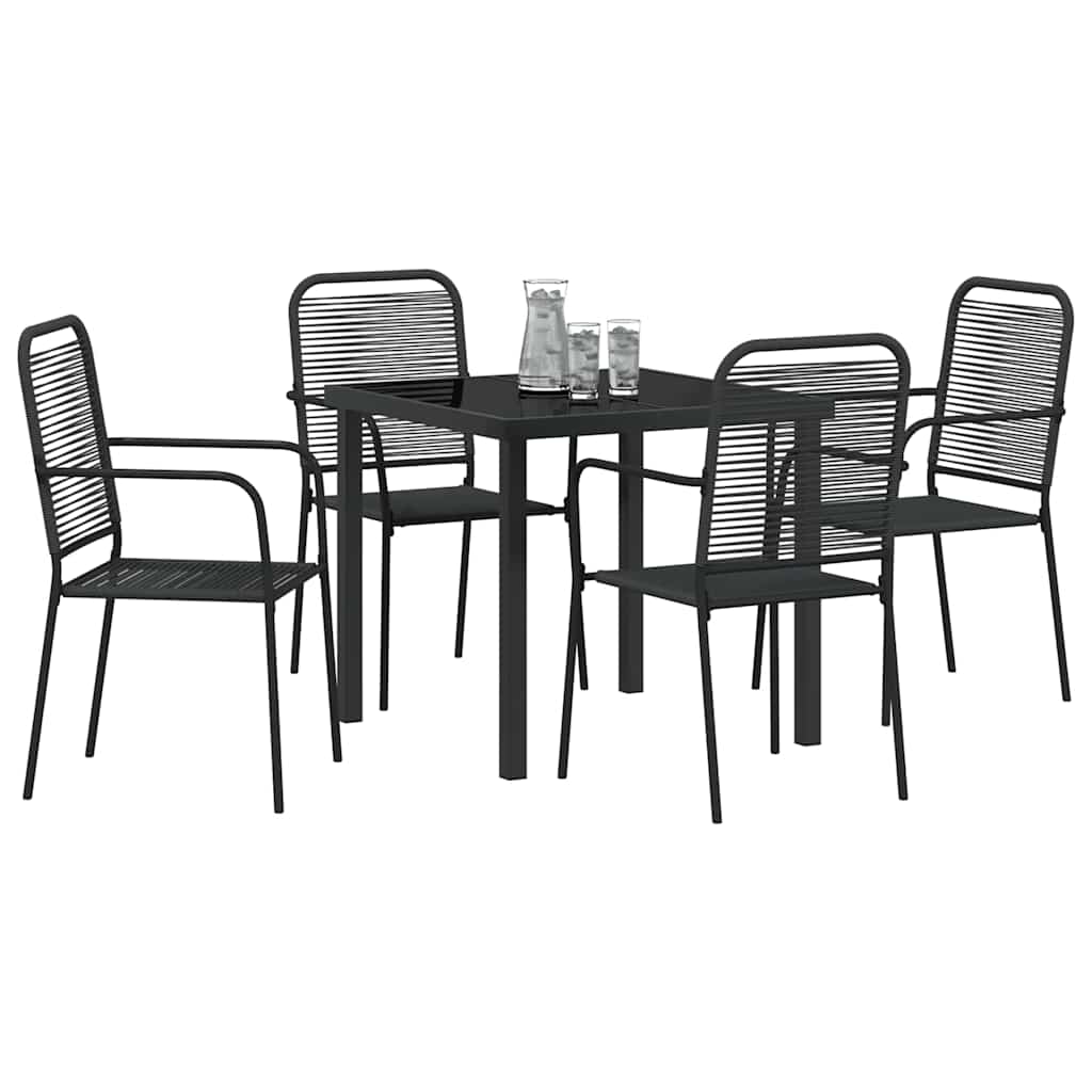 Hage Spisegruppe 5 pcs Svart Pulverlakkert stål