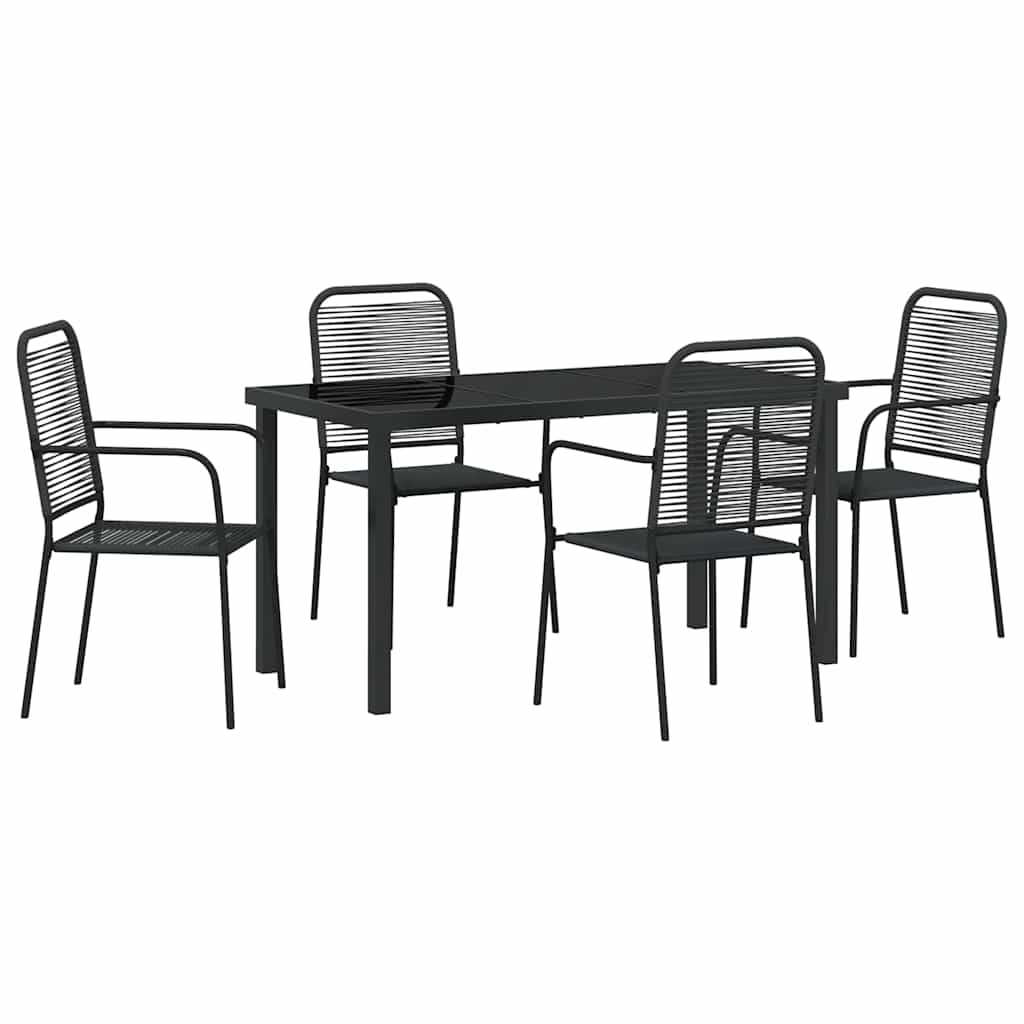 Hage Spisegruppe 5 pcs Svart Pulverlakkert stål