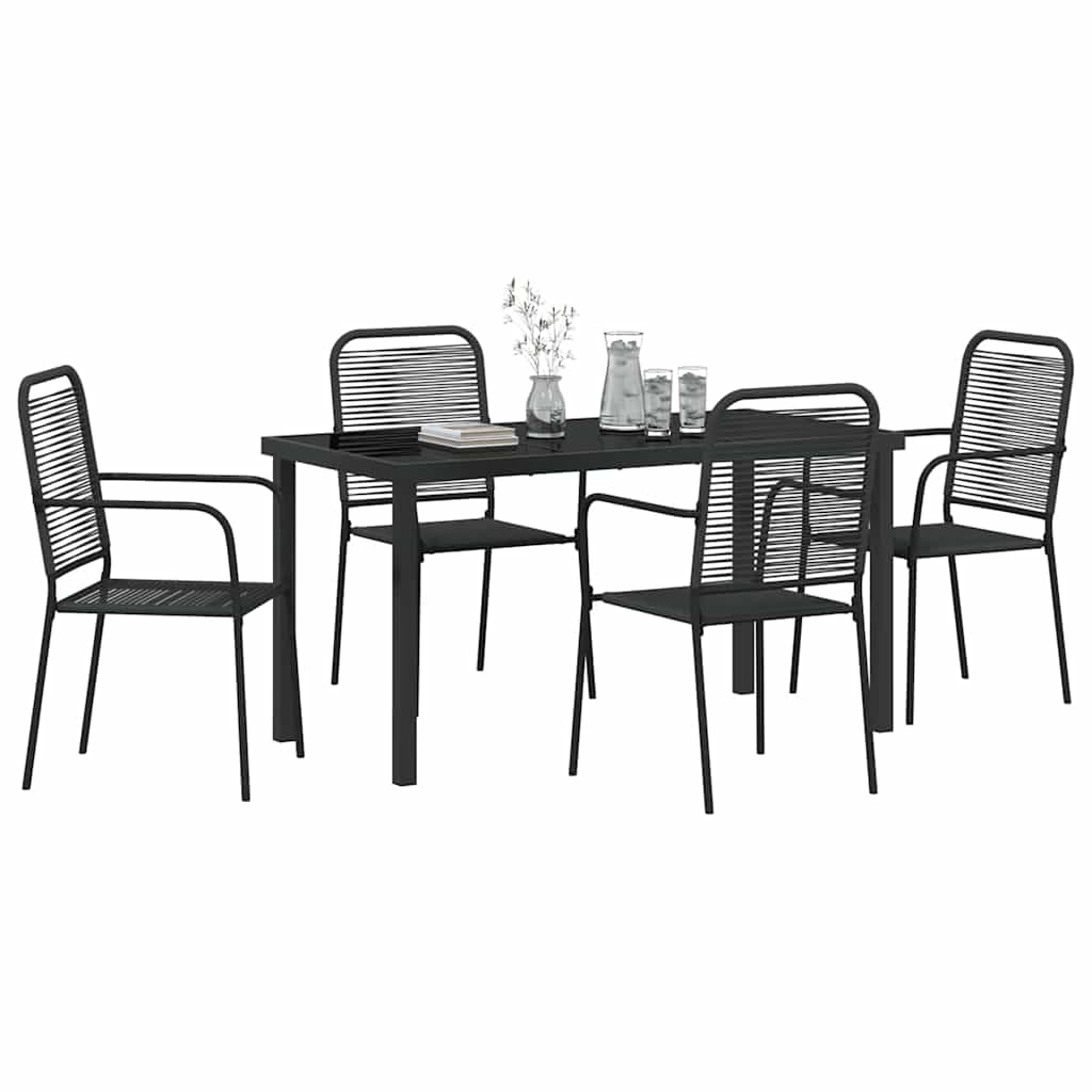 Hage Spisegruppe 5 pcs Svart Pulverlakkert stål