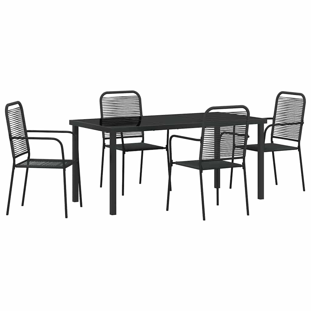 Hage Spisegruppe 5 pcs Svart Pulverlakkert stål