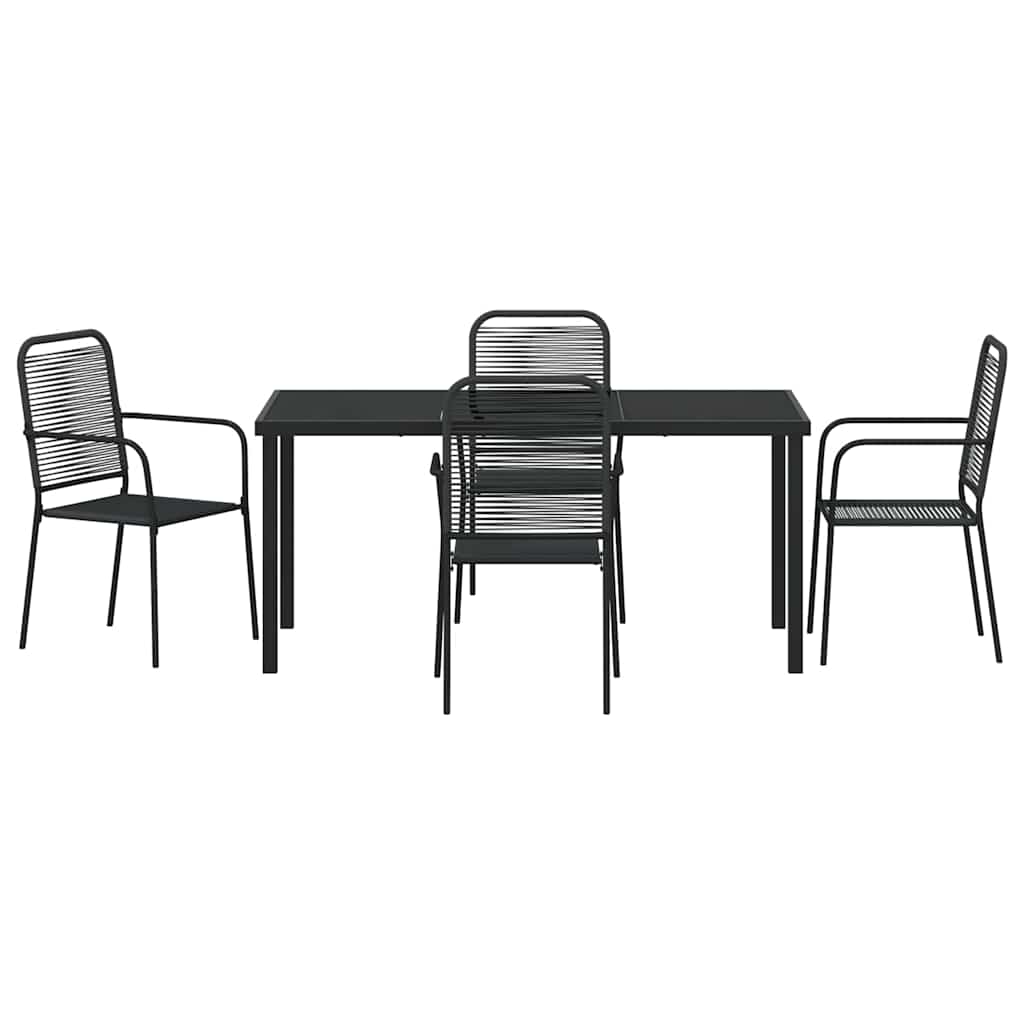 Hage Spisegruppe 5 pcs Svart Pulverlakkert stål