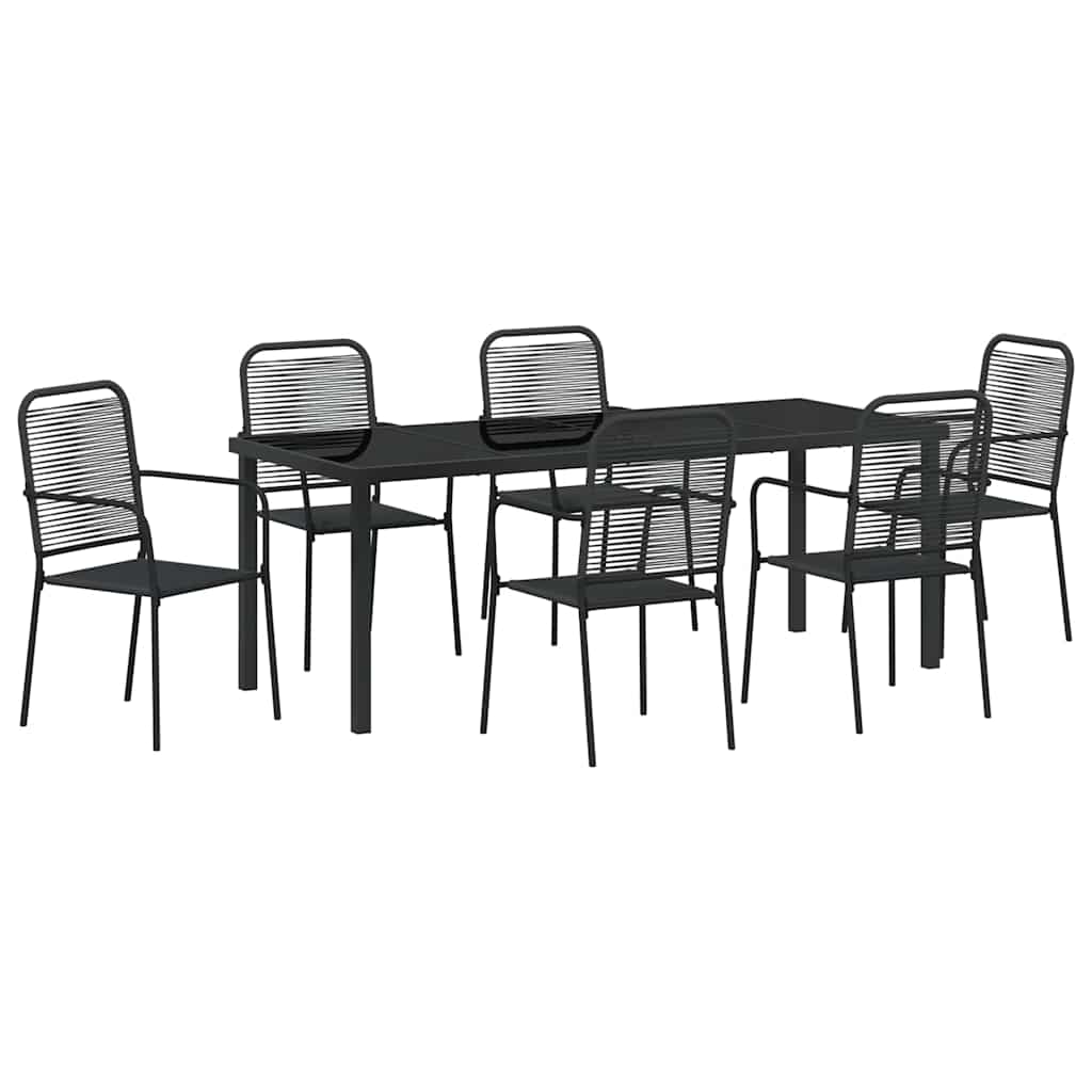 Hage Spisegruppe 7 pcs Svart Pulverlakkert stål