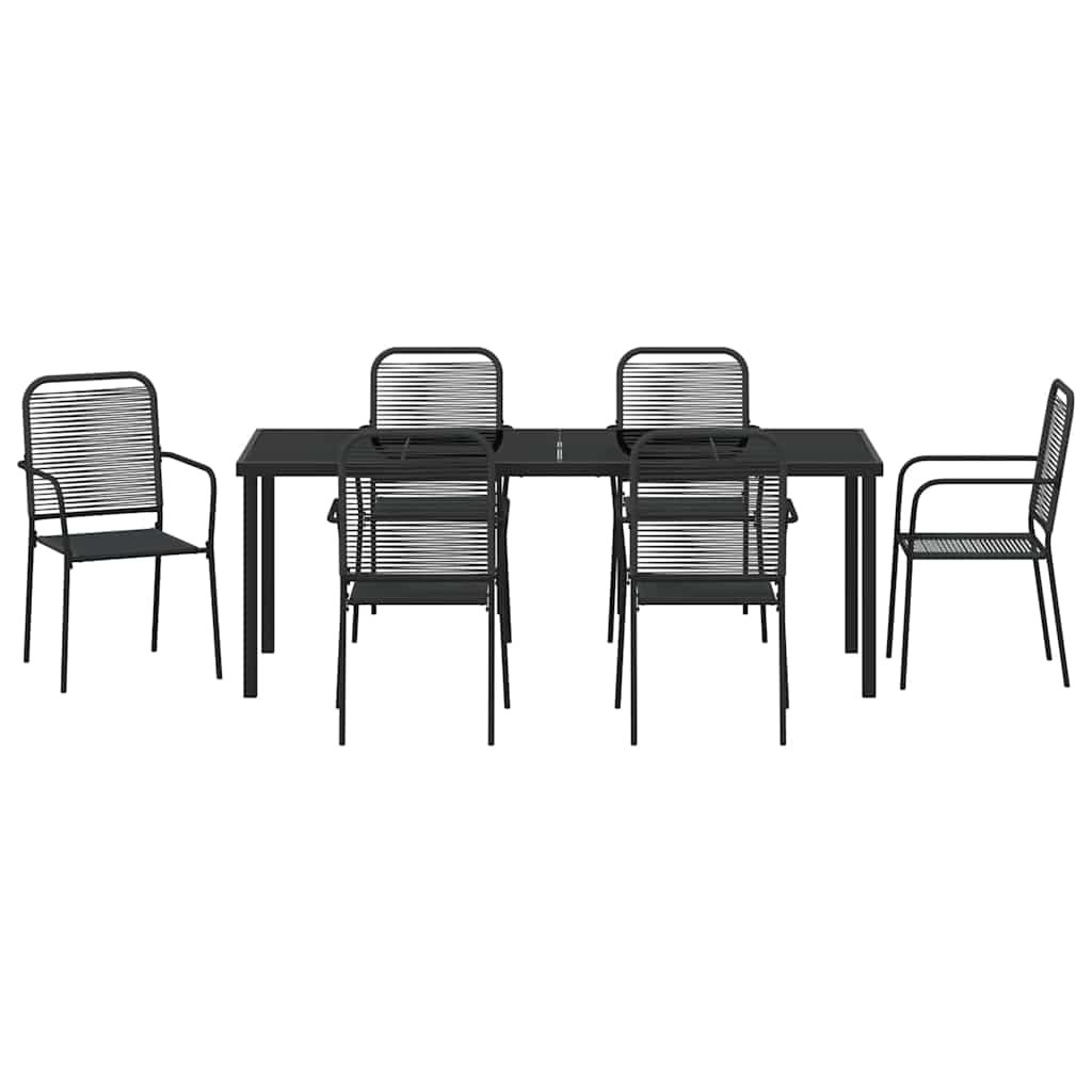 Hage Spisegruppe 7 pcs Svart Pulverlakkert stål