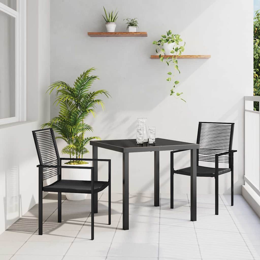 Hage Spisegruppe 3 pcs Svart Pulverlakkert stål
