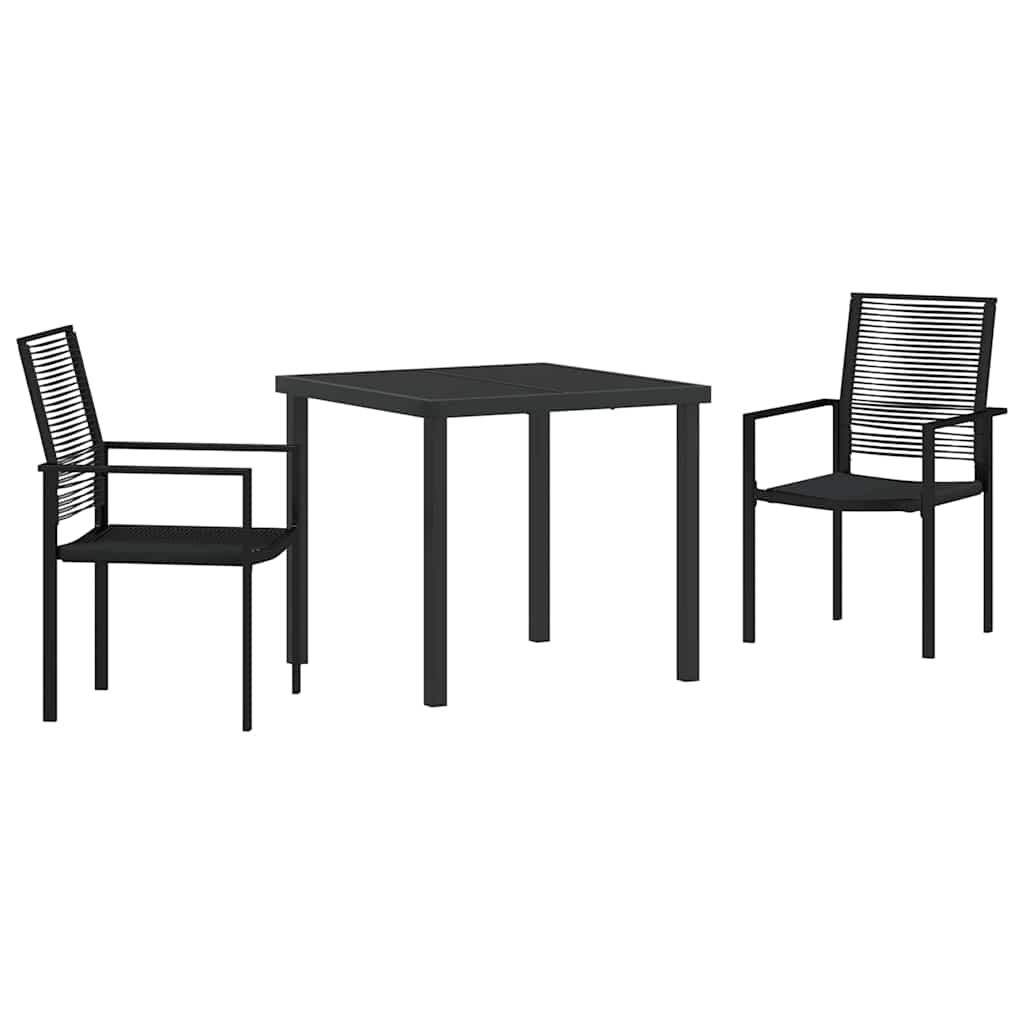 Hage Spisegruppe 3 pcs Svart Pulverlakkert stål