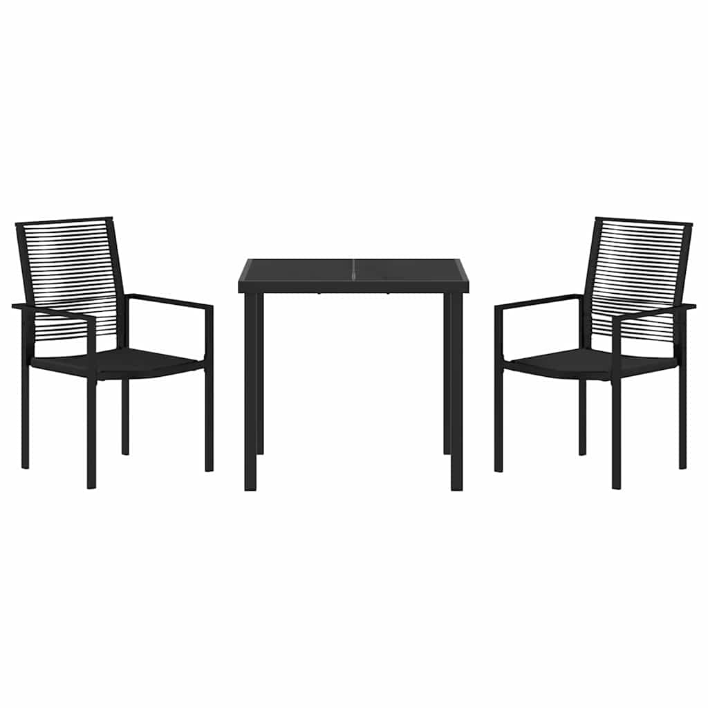 Hage Spisegruppe 3 pcs Svart Pulverlakkert stål