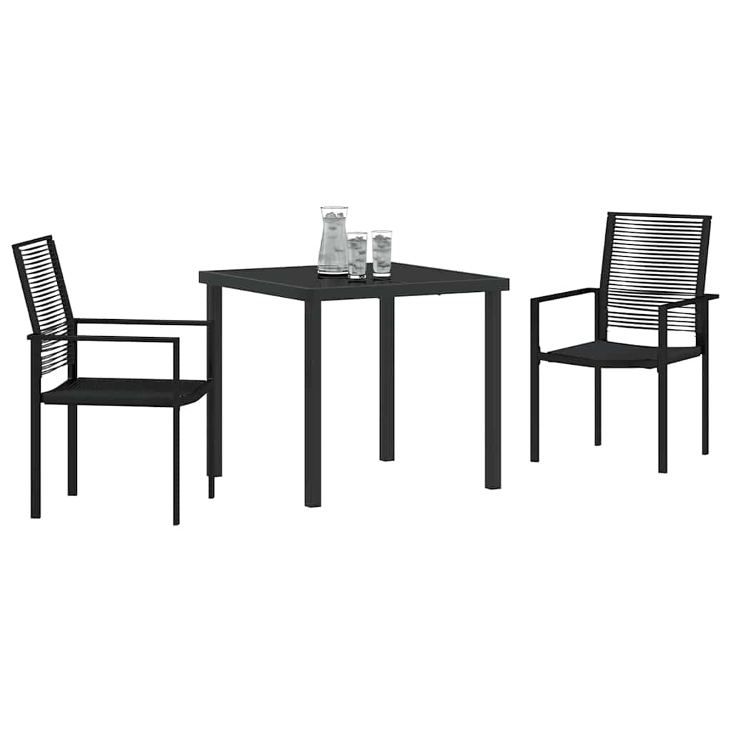 Hage Spisegruppe 3 pcs Svart Pulverlakkert stål