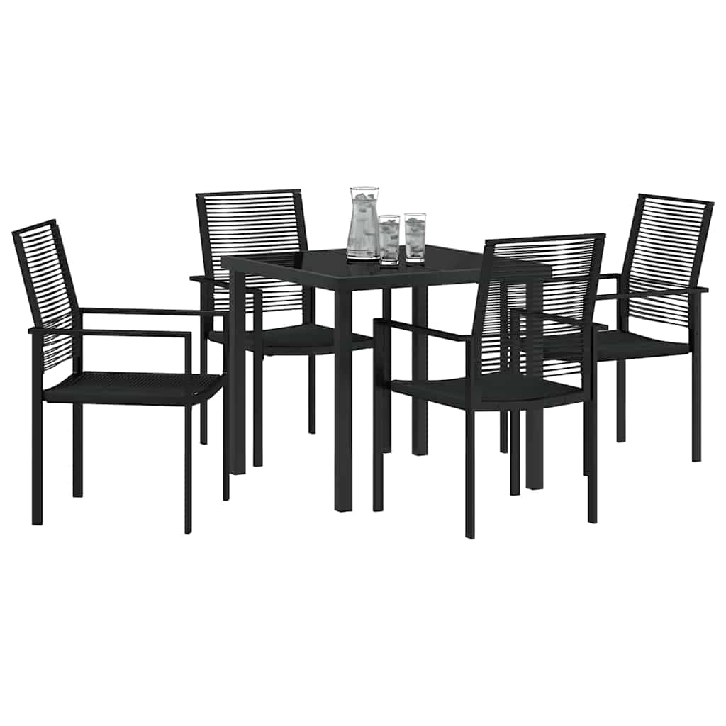 Hage Spisegruppe 5 pcs Svart Pulverlakkert stål